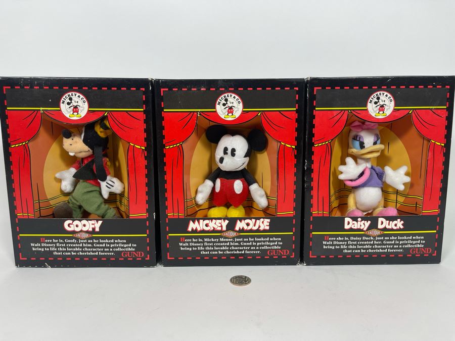 (3) GUND Disney Plush Toys: Mickey Mouse, Goofy, Daisy Duck