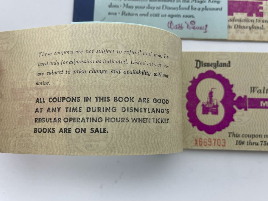 Set Of Four Unused Vintage 1970 Disneyland Magic Kingdom Key Ticket Books [Photo 7]