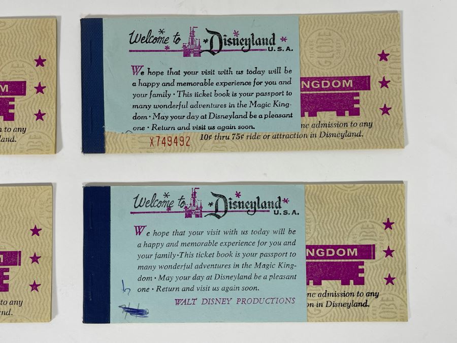 Set Of Four Unused Vintage 1970 Disneyland Magic Kingdom Key Ticket Books [Photo 3]