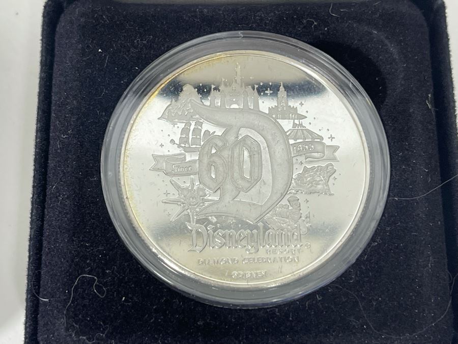Pair Of Limited Edition Disneyland Resort Diamond Celebration 60 Years 39mm Silver Plated Medallion [Photo 6]