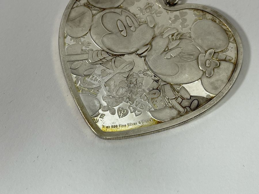 Disney 1oz .999 Fine Silver Heart-Shaped Mickey Mouse Minnie Mouse Pendant New Zealand 2 Dollars [Photo 5]