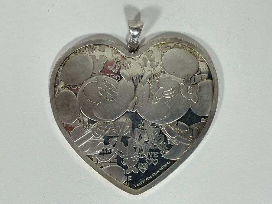 Disney 1oz .999 Fine Silver Heart-Shaped Mickey Mouse Minnie Mouse Pendant New Zealand 2 Dollars [Photo 4]