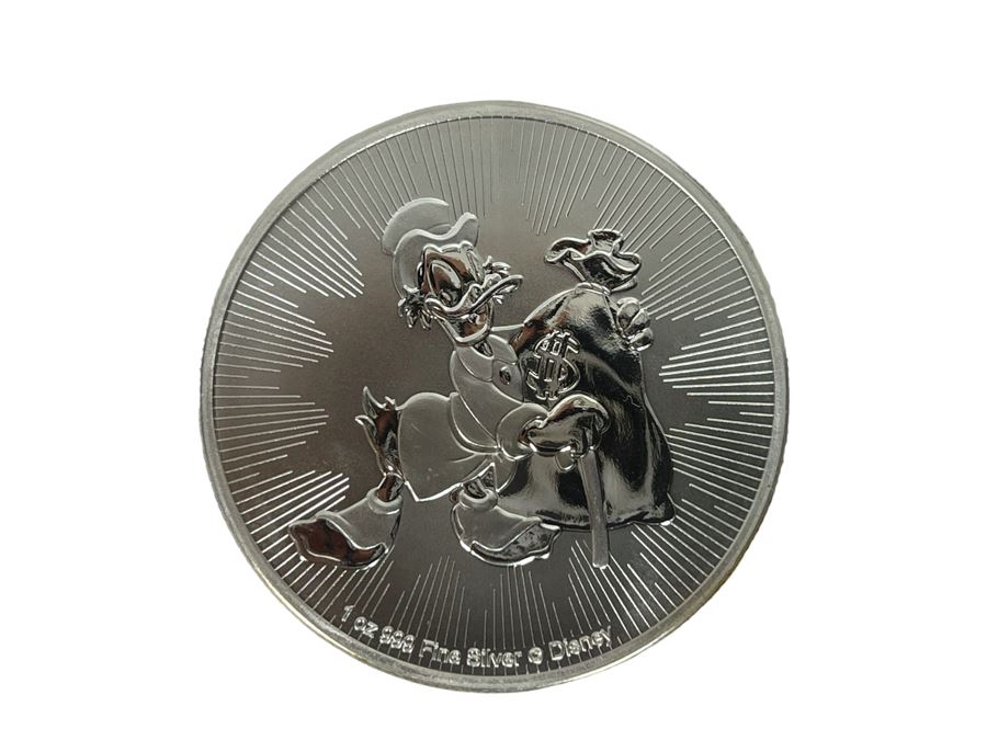 Disney 1oz .999 Fine Silver Scrooge McDuck New Zealand 2 Dollars Coin [Photo 1]