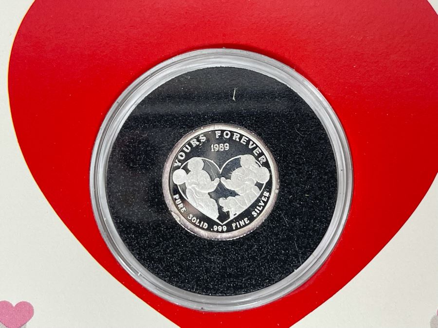 1/10 Troy Oz .999 Fine Silver Limited Edition Mint Disney Coin “Yours Forever” First Edition 1989 [Photo 5]