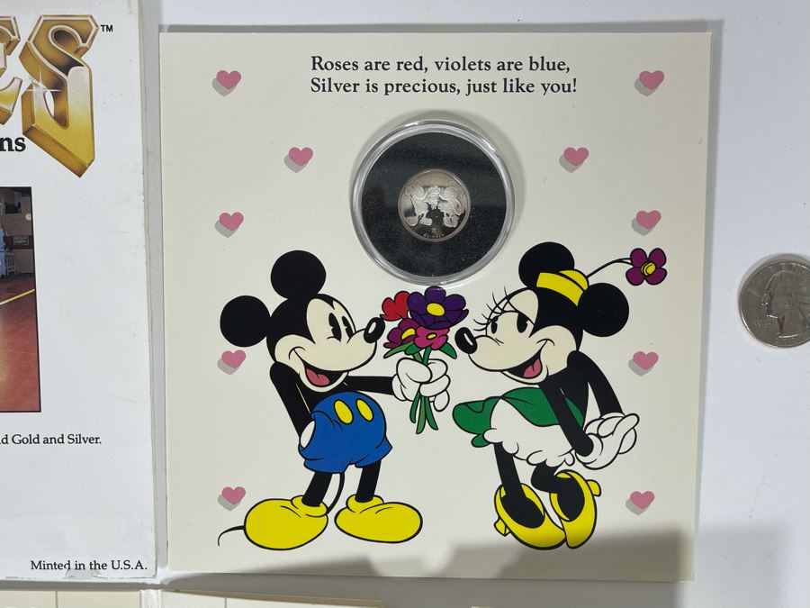 1/10 Troy Oz .999 Fine Silver Limited Edition Mint Disney Coin “Yours Forever” First Edition 1989 [Photo 2]