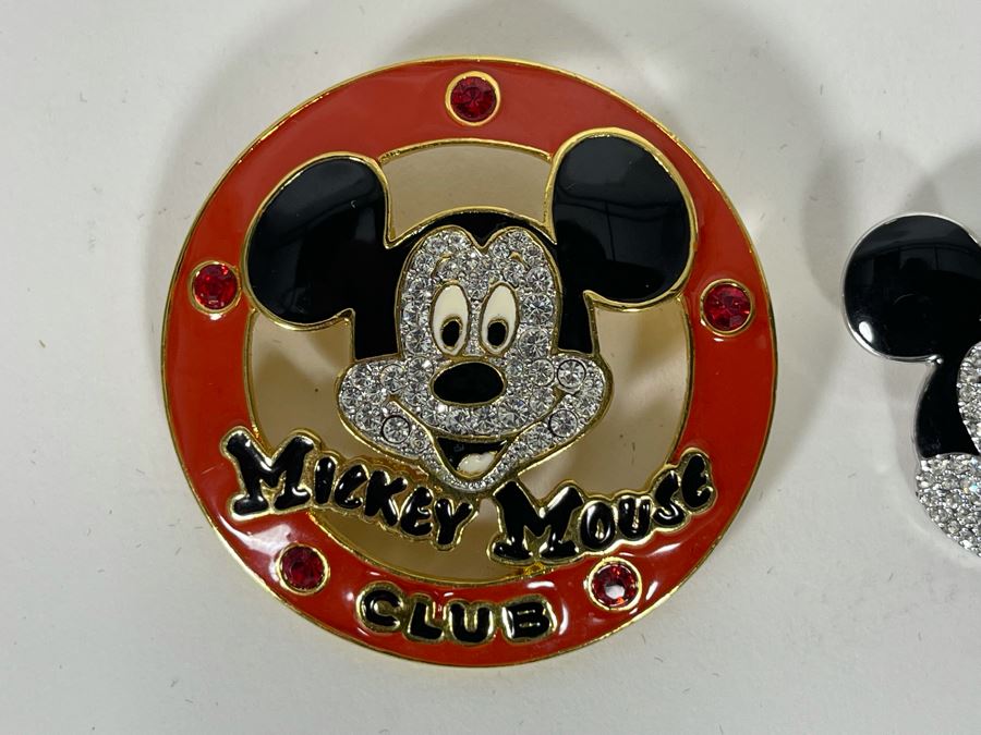 Pair Of Swarovski Crystal Mickey Mouse Pins Brooches [Photo 4]