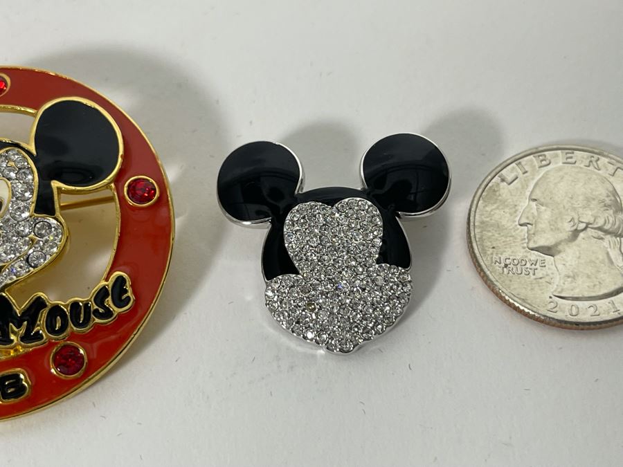 Pair Of Swarovski Crystal Mickey Mouse Pins Brooches [Photo 6]