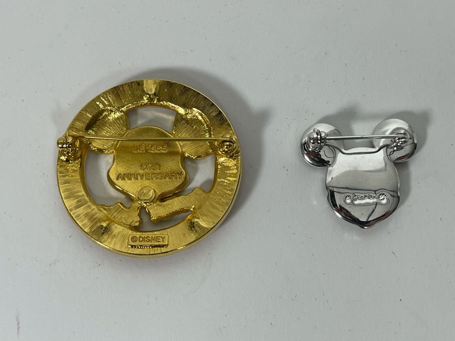 Pair Of Swarovski Crystal Mickey Mouse Pins Brooches [Photo 7]