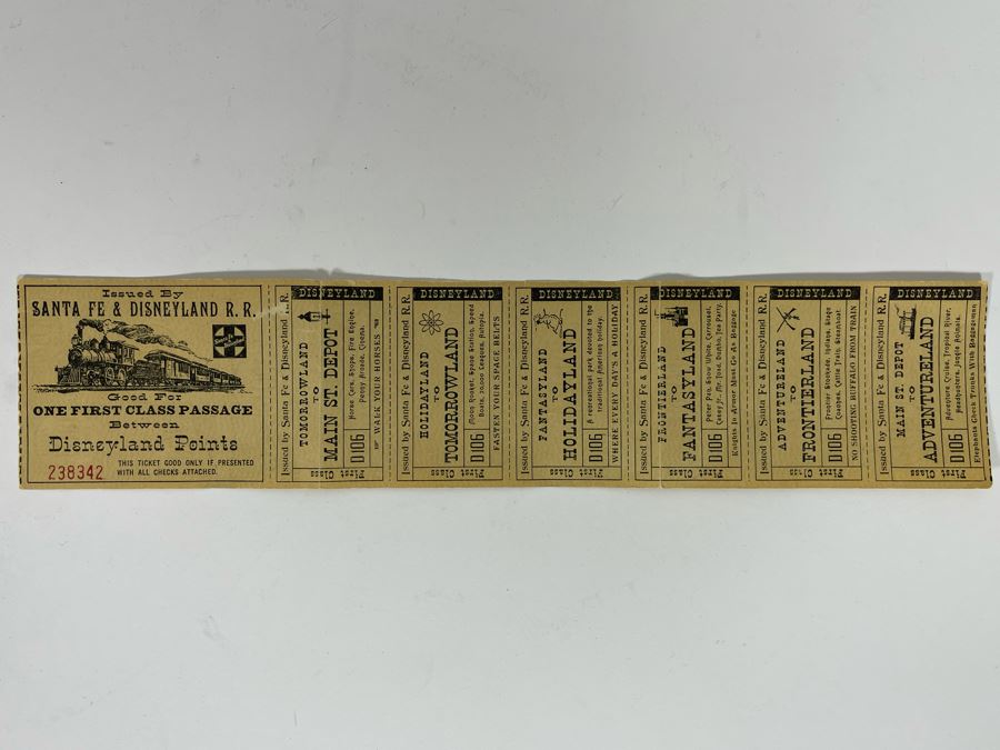 1957 Santa Fe & Disneyland Railroad R.R. Ticket [Photo 2]