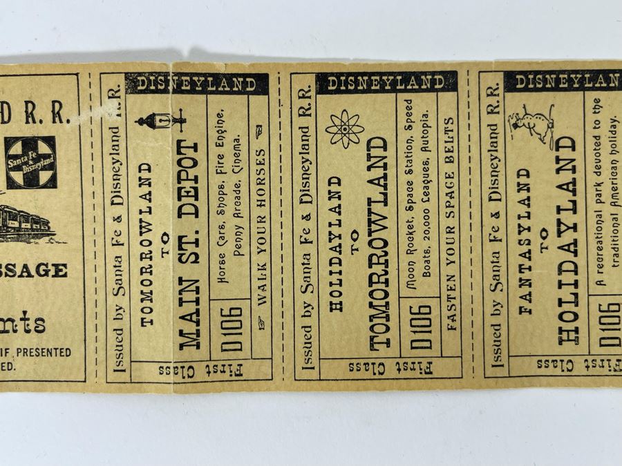 1957 Santa Fe & Disneyland Railroad R.R. Ticket [Photo 4]
