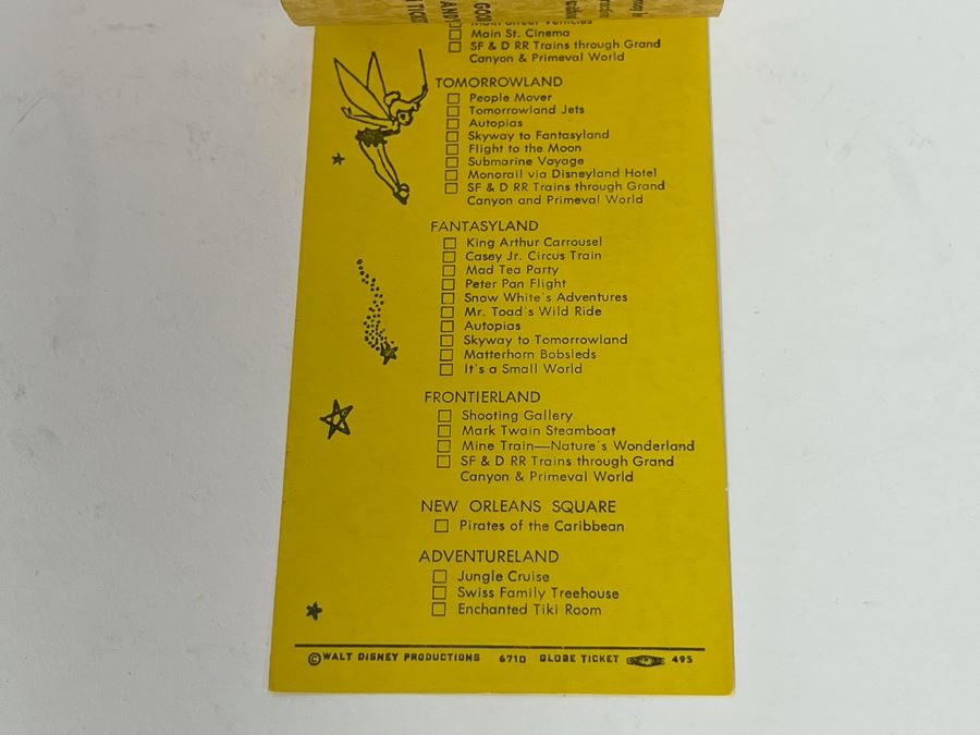 Vintage 1967 Disneyland Child Main Gate Ticket Book For Admission & Rides Unused In Sleeve Low Serial Number M000002 [Photo 7]