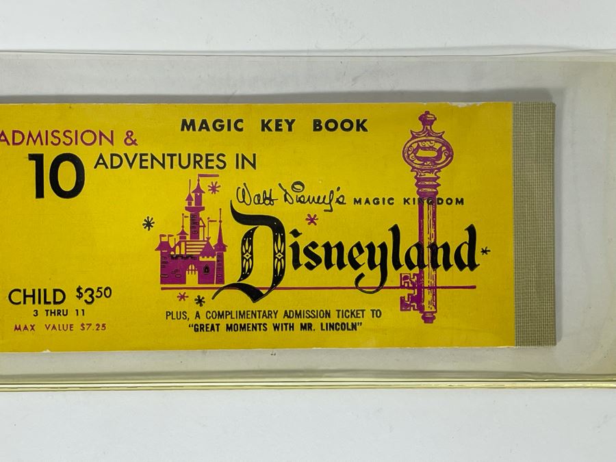 Vintage 1967 Disneyland Child Main Gate Ticket Book For Admission & Rides Unused In Sleeve Low Serial Number M000002 [Photo 2]