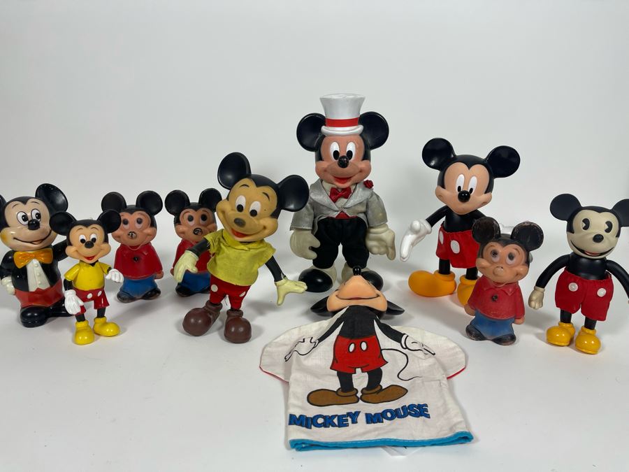 Collection Of Mickey Mouse Plastic Figurines, Banks, Hand Puppet [Photo 2]