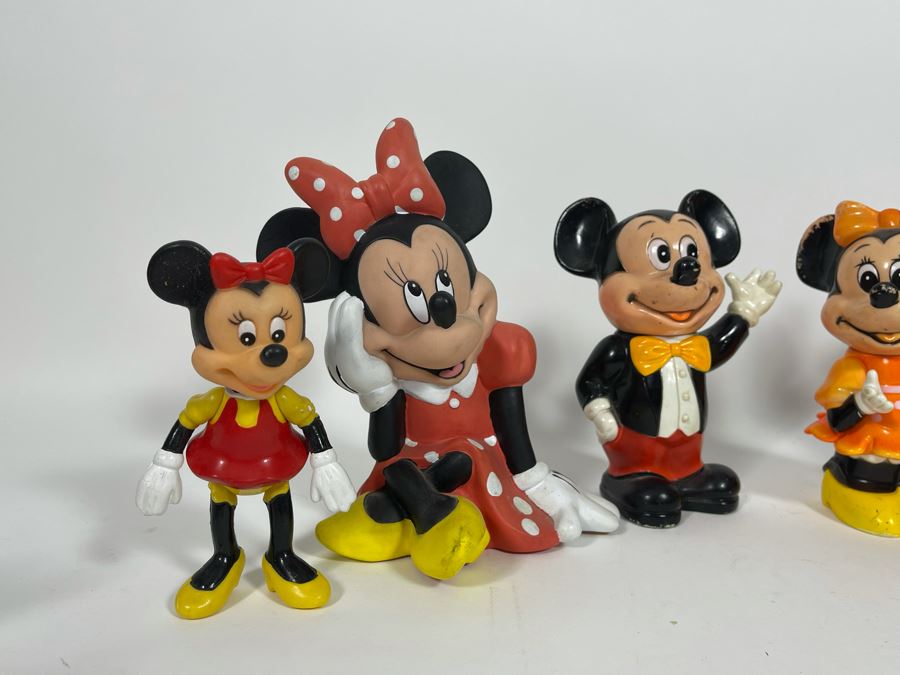 Collection Of Mickey Mouse And Minnie Mouse Plastic Figurines, Banks