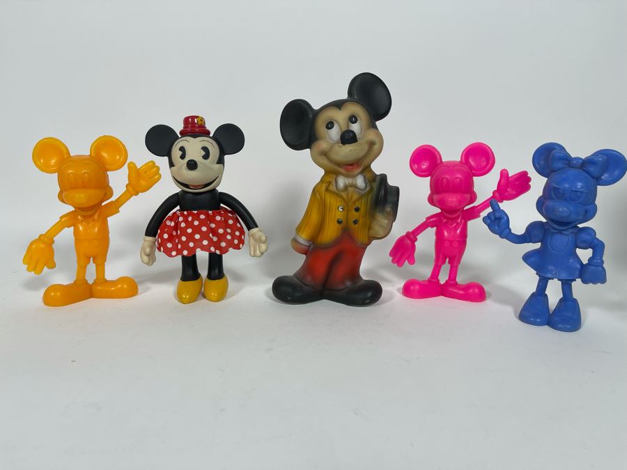 (1) Ceramic Mickey Mouse, (4) Mickey Mouse And Minnie Mouse Figurines [Photo 2]