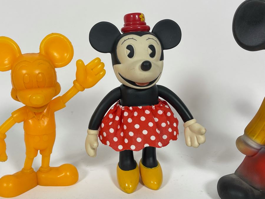 (1) Ceramic Mickey Mouse, (4) Mickey Mouse And Minnie Mouse Figurines [Photo 9]