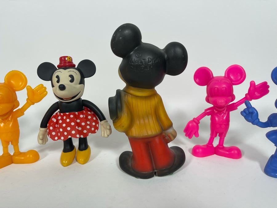 (1) Ceramic Mickey Mouse, (4) Mickey Mouse And Minnie Mouse Figurines