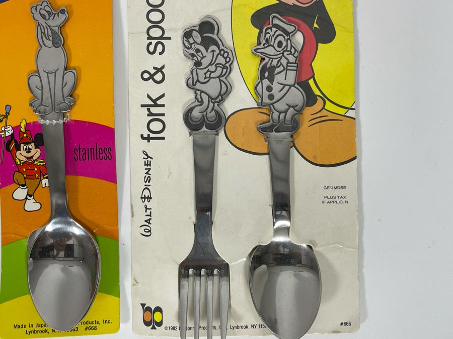 Disney Forks And Spoons Plus Vintage Donald Duck Straws [Photo 5]