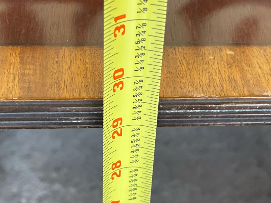 Vintage Wooden Double Pedestal Dining Table With One Leaf And Six Chairs 39W X 73L X 29.5H [Photo 17]