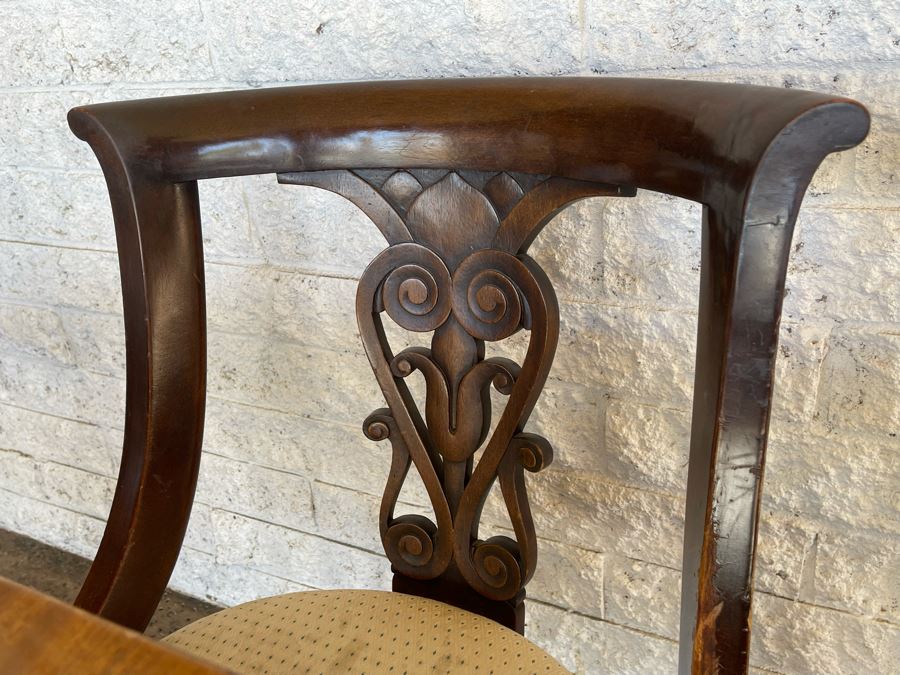 Vintage Wooden Double Pedestal Dining Table With One Leaf And Six Chairs 39W X 73L X 29.5H [Photo 10]