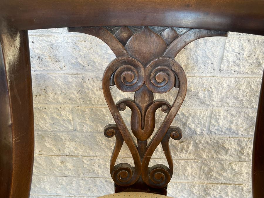 Vintage Wooden Double Pedestal Dining Table With One Leaf And Six Chairs 39W X 73L X 29.5H [Photo 9]