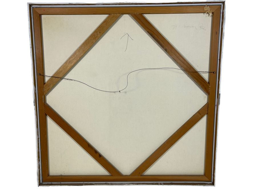 Vintage 1970 Original Abstract Painting Driving Into Sunset Signed On Back Artist Signature Illegible 36 X 36 [Photo 2]