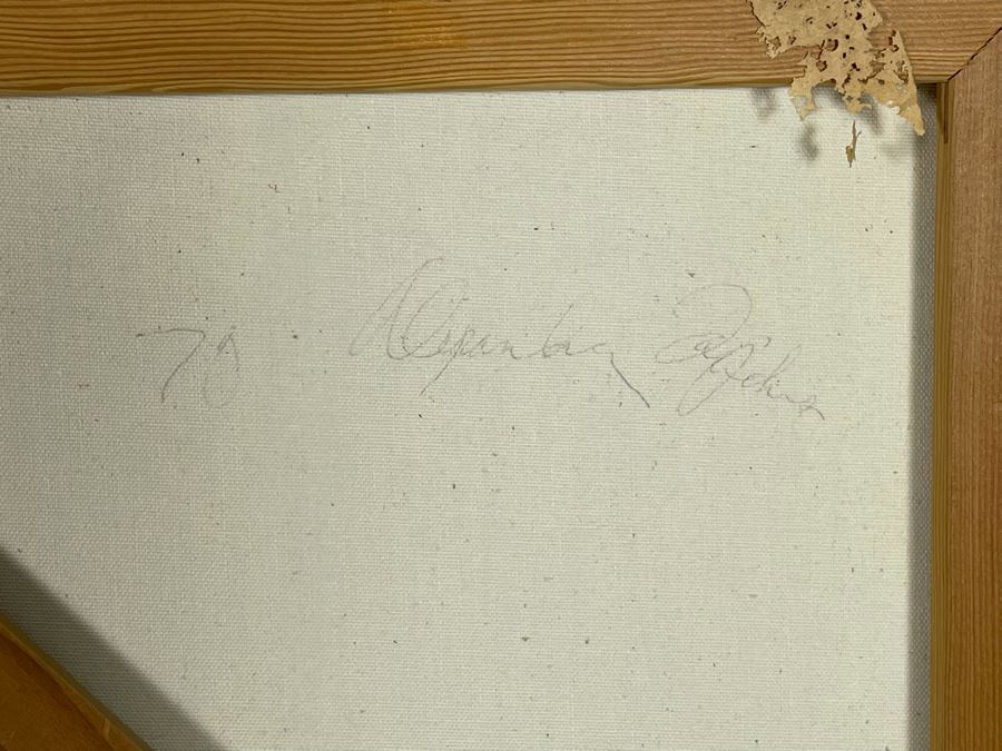 Vintage 1970 Original Abstract Painting Driving Into Sunset Signed On Back Artist Signature Illegible 36 X 36 [Photo 5]