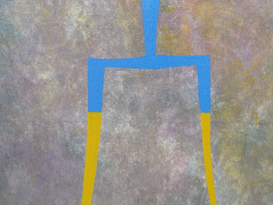 Vintage 1970 Original Abstract Painting Of Stonehenge Signed On Back Artist Signature Illegible 36 X 36 [Photo 4]