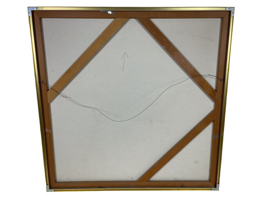 Vintage 1970 Original Abstract Painting Of Stonehenge Signed On Back Artist Signature Illegible 36 X 36 [Photo 2]