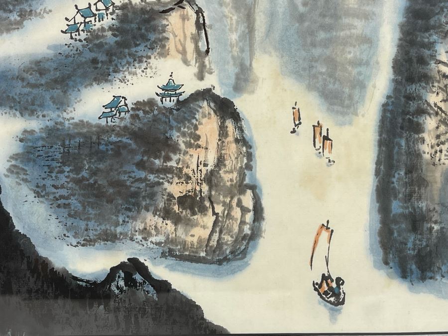 Original Chinese Silk Landscape Painting Framed 17 X 19 [Photo 10]