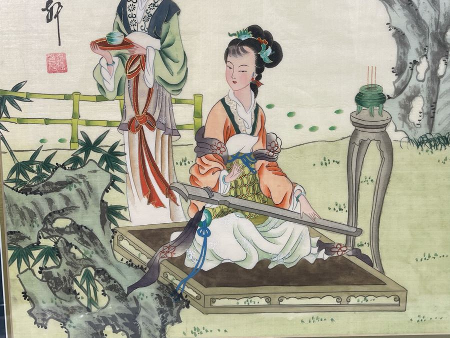 Original Chinese Silk Painting Framed 29.5 X 30.5 [Photo 6]