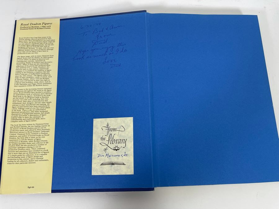 Hardcover Book Royal Doulton Figurines Produced At Burslem c1890-1978 Signed By Michael Doulton [Photo 5]
