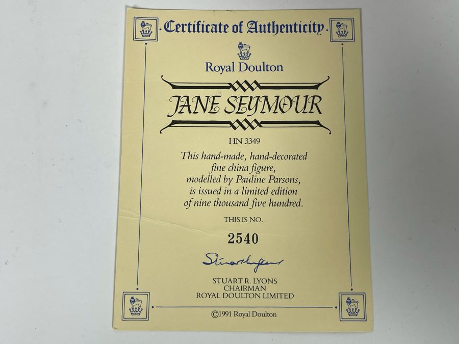 Royal Doulton Jane Seymour Limited Edition Figurine 9H HN3349 [Photo 15]