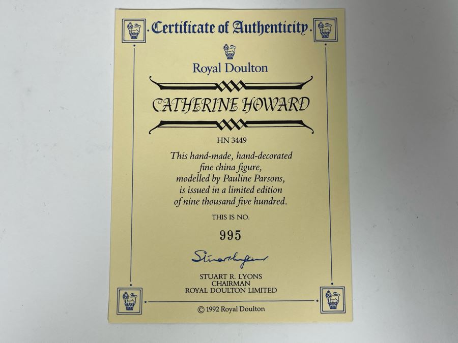 Royal Doulton Catherine Howard Limited Edition Figurine 9H HN3449 [Photo 13]