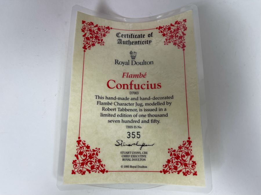 Royal Doulton Flambe Confucius Limited Edition Toby Jug Mug 7H D7003 [Photo 13]