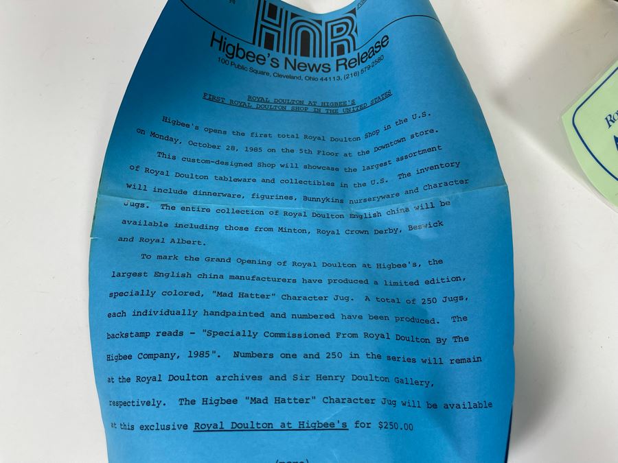 Royal Doulton Mad Hatter Specially Commissioned By The Higbee Company Limited Edition Toby Jug Mug D6748 [Photo 11]