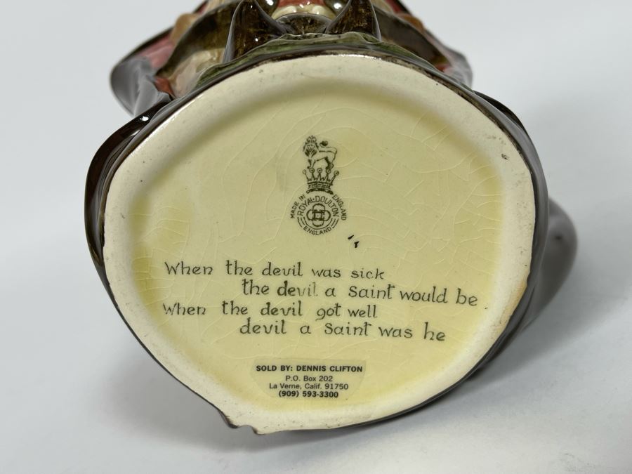 Rare Royal Doulton Mephistopheles Devil With Verse Toby Jug Mug 5.75H [Photo 9]