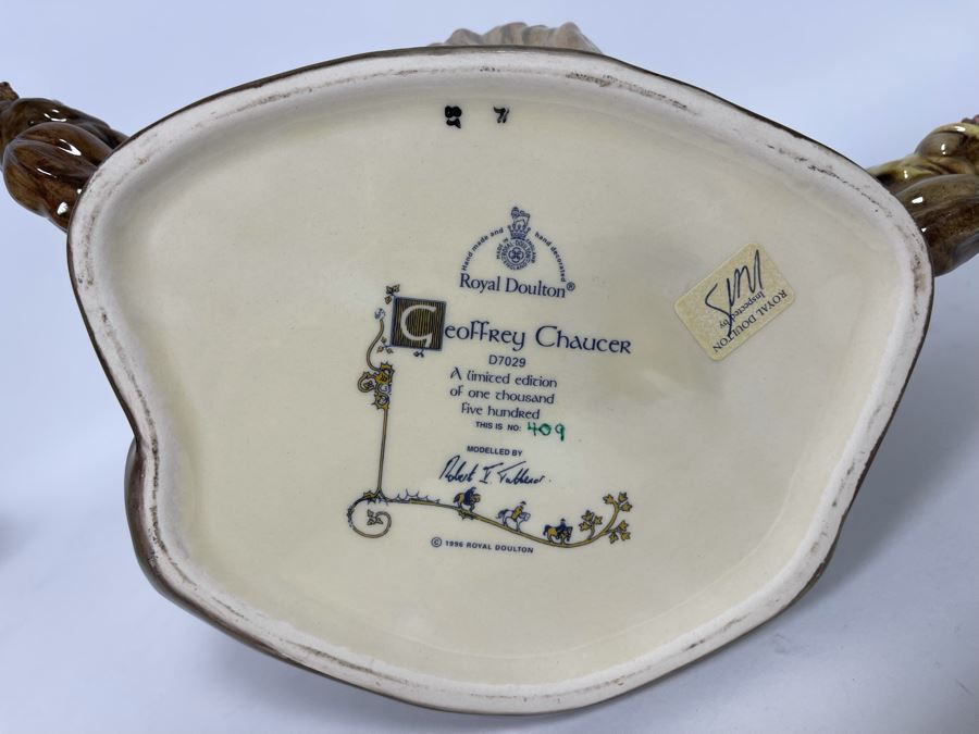 Royal Doulton Geoffrey Chaucer Limited Edition Toby Jug Mug 7.5H (Slight Chip On Hat On Left Handle) [Photo 10]