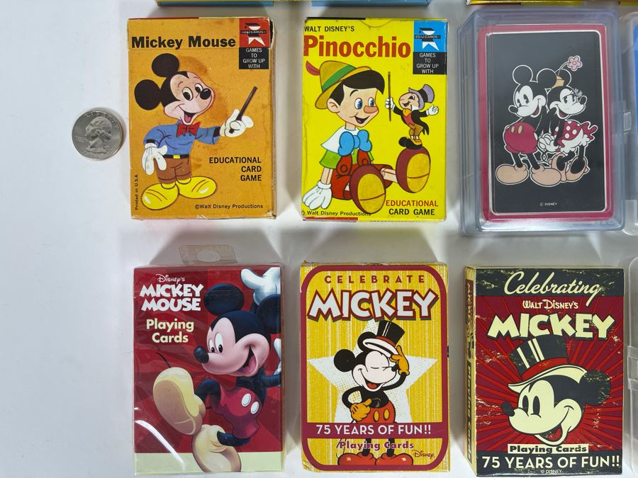 Collection Of Walt Disney Playing Cards And Pair Of Book Sets