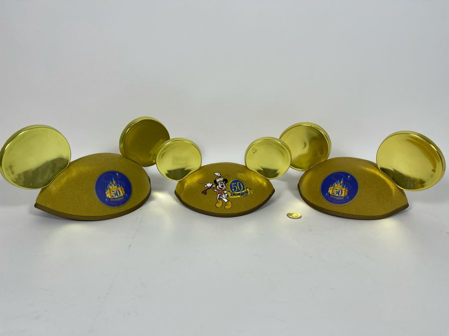 Set Of Three 50th Anniversary Disneyland Mickey Mouse Ears Hats