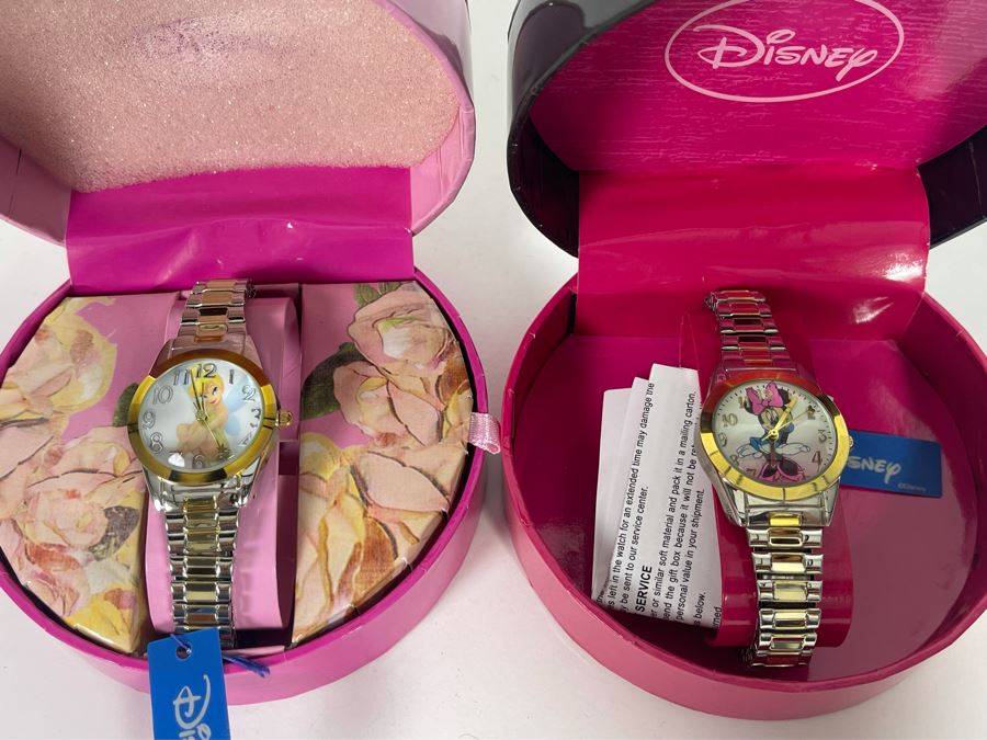 Pair Of New Disney Minnie Mouse And Tinker Bell Watches M. Z. Berger