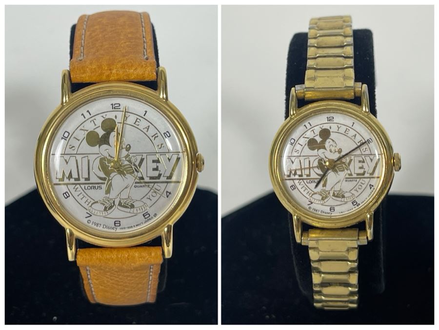Pair Of His And Her Sixty Years Mickey Mouse 1987 Watches Lorus