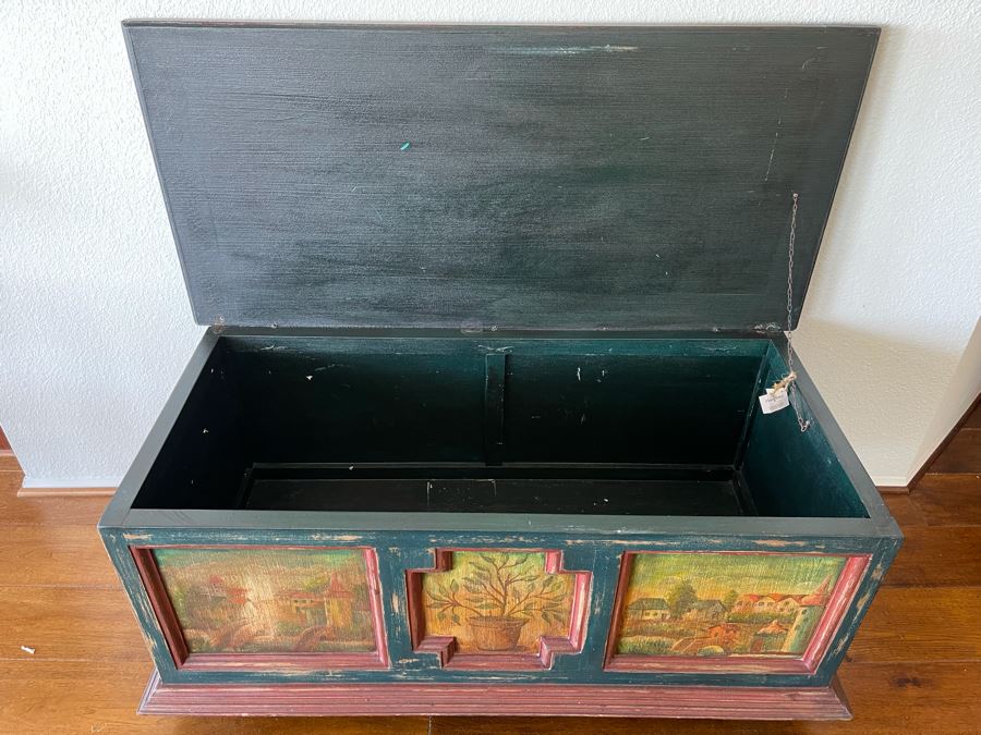 Wooden Scenic Treasure Chest Trunk 51W X 24D X 24H [Photo 9]