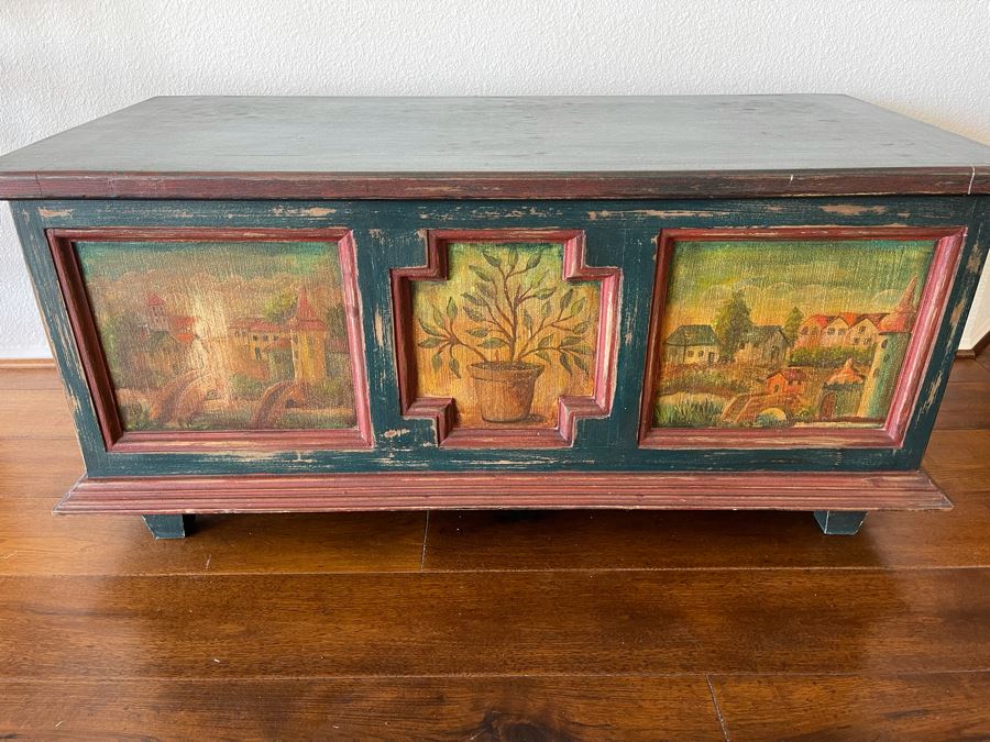 Wooden Scenic Treasure Chest Trunk 51W X 24D X 24H [Photo 3]