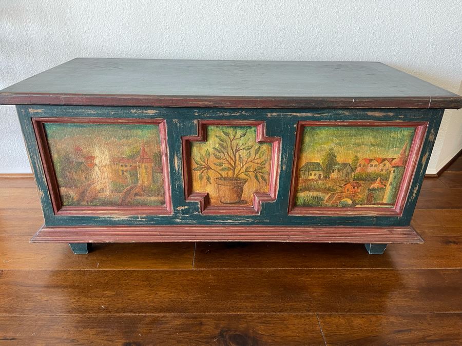 Wooden Scenic Treasure Chest Trunk 51W X 24D X 24H [Photo 2]