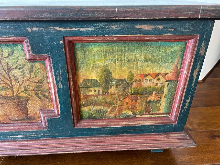 Wooden Scenic Treasure Chest Trunk 51W X 24D X 24H [Photo 6]