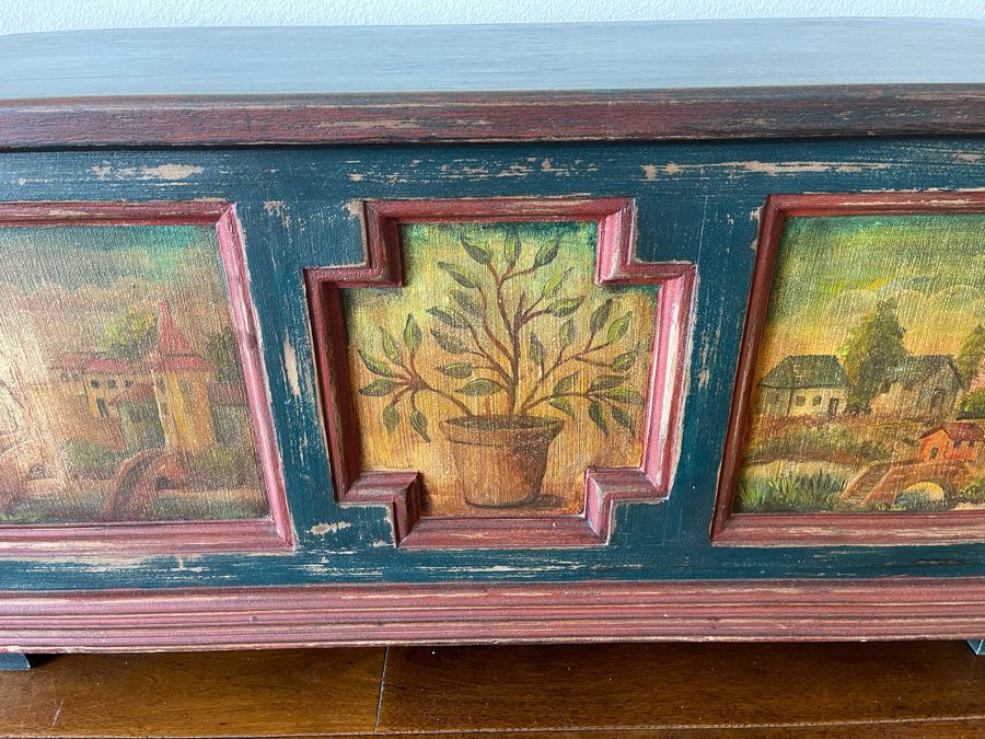 Wooden Scenic Treasure Chest Trunk 51W X 24D X 24H [Photo 4]