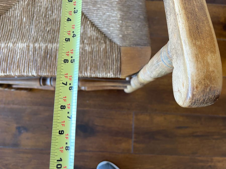 Vintage Ladder Back Rush Seat Armchair 1’9”W X 1’8”D X 3’7”H [Photo 9]