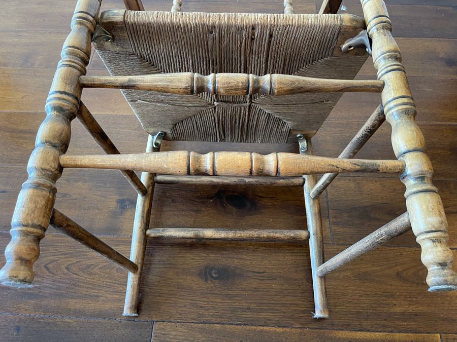 Vintage Ladder Back Rush Seat Armchair 1’9”W X 1’8”D X 3’7”H [Photo 7]