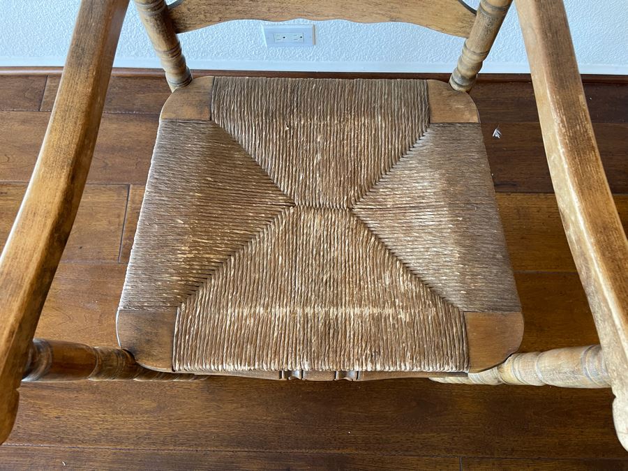 Vintage Ladder Back Rush Seat Armchair 1’9”W X 1’8”D X 3’7”H [Photo 6]